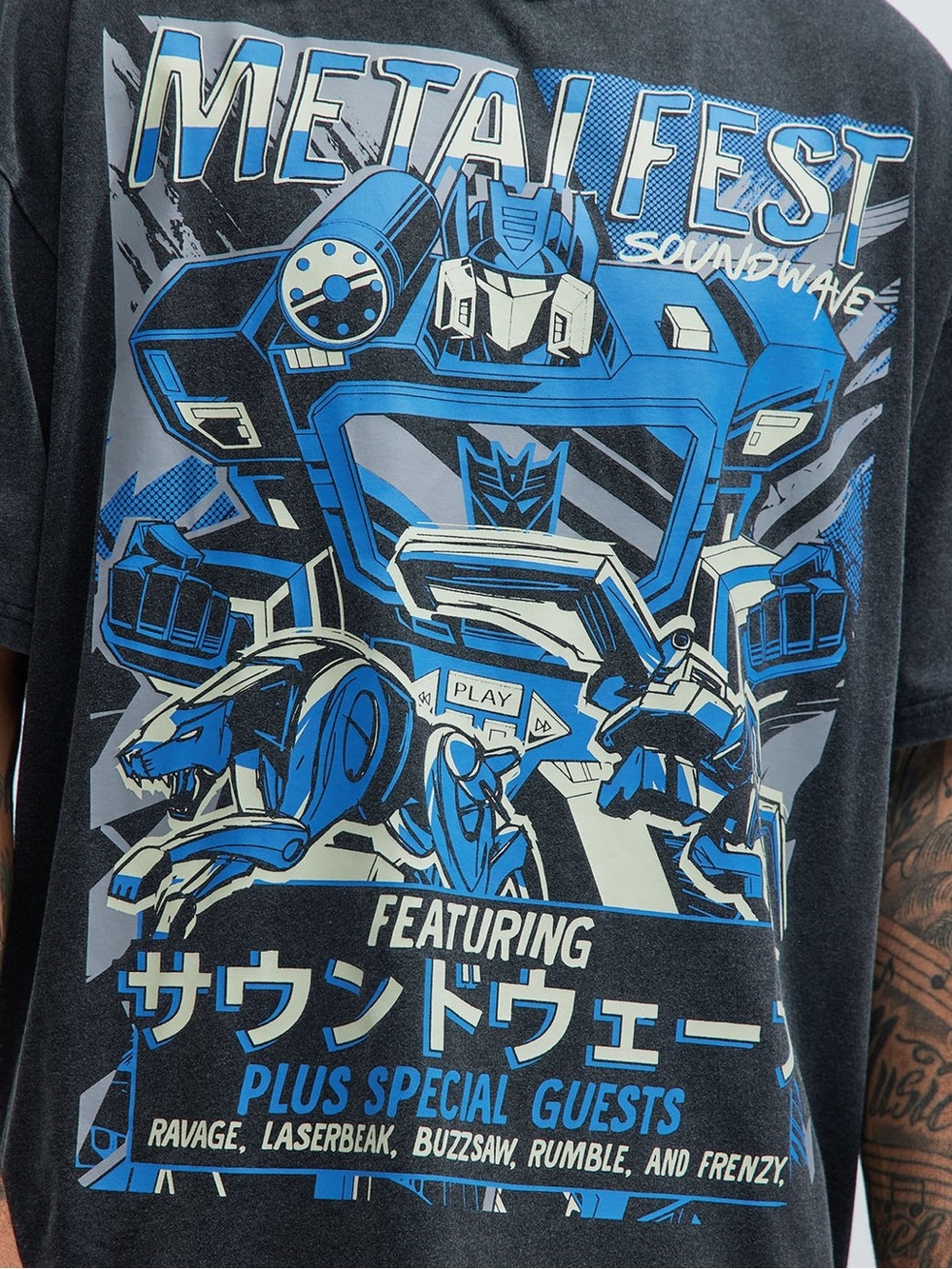 Transformers Metalfest Soundwave Graphic Tee Shirt Black Oversized Size M⁠